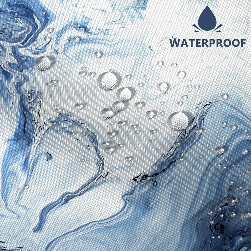 AWERT Blue Marble Shower Curtain - Waterproof for Bathroom Decor, Printed Washable With Hooks, 72x72 Inch - Image 4